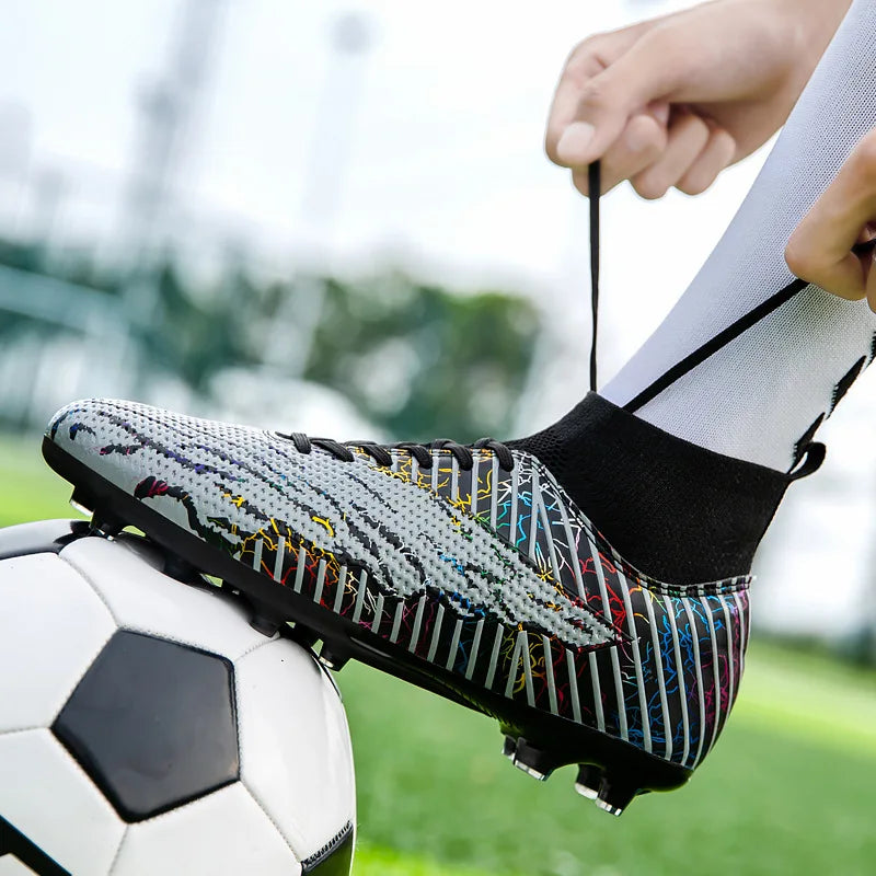 Men Light Soccer Shoes Size 35-45 Boys Soccer Shoes Football Boots High Ankle Kids Cleats Training Sport Sneakers Football Shoes