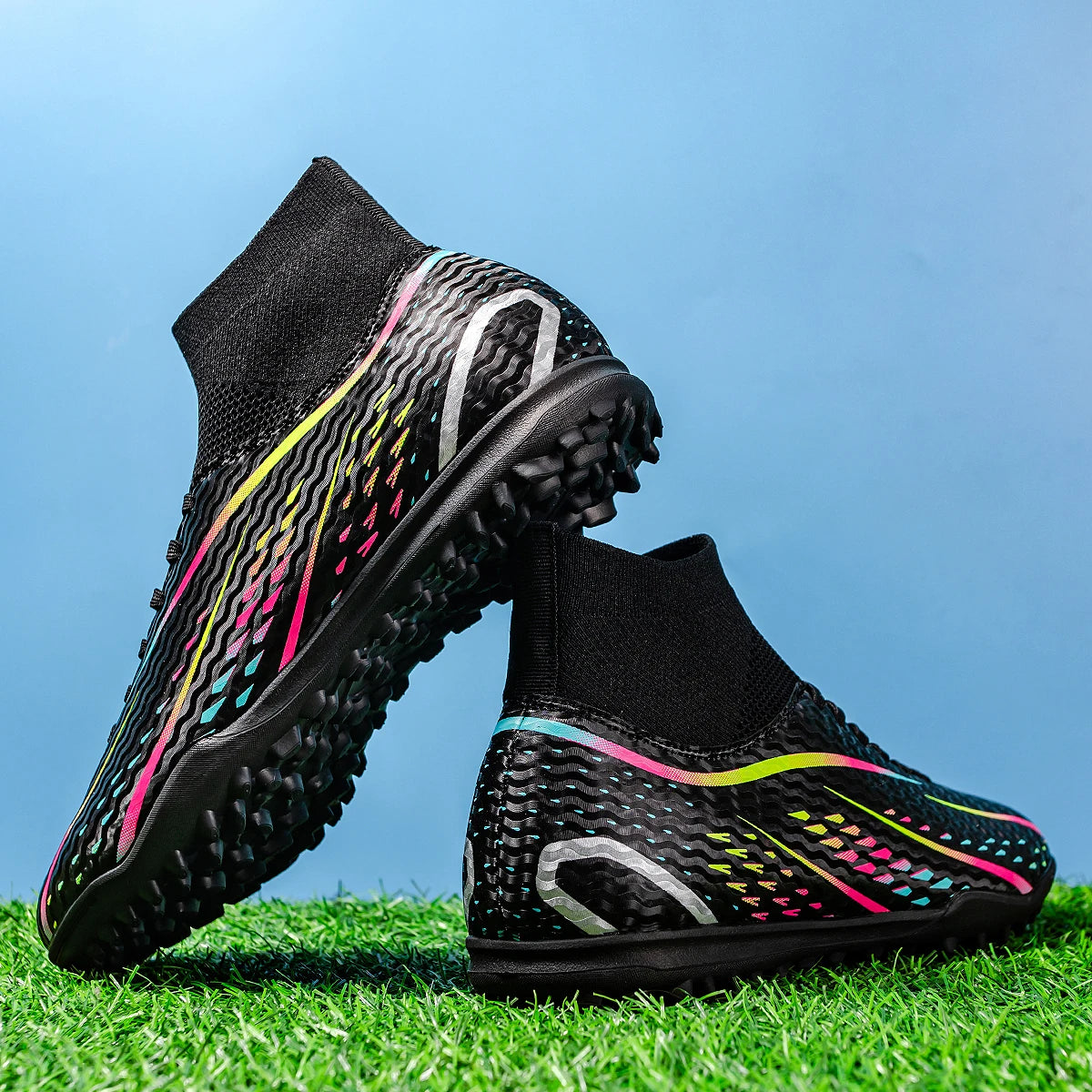 Adult TF football shoes Quick Dry PU Breathable Fabric Anti-abrasion Rubber Sole Light Fit For Mid-level Turf Football Enthusias