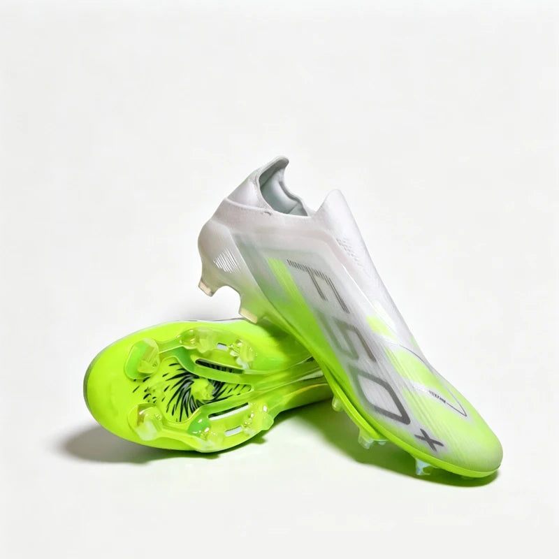 NO-LACE Premium Quality Mens Soccer Shoes SLIP-ON Non-Slip Turf Soccer Cleats Youth FG Training Football Boots Chuteira Campo
