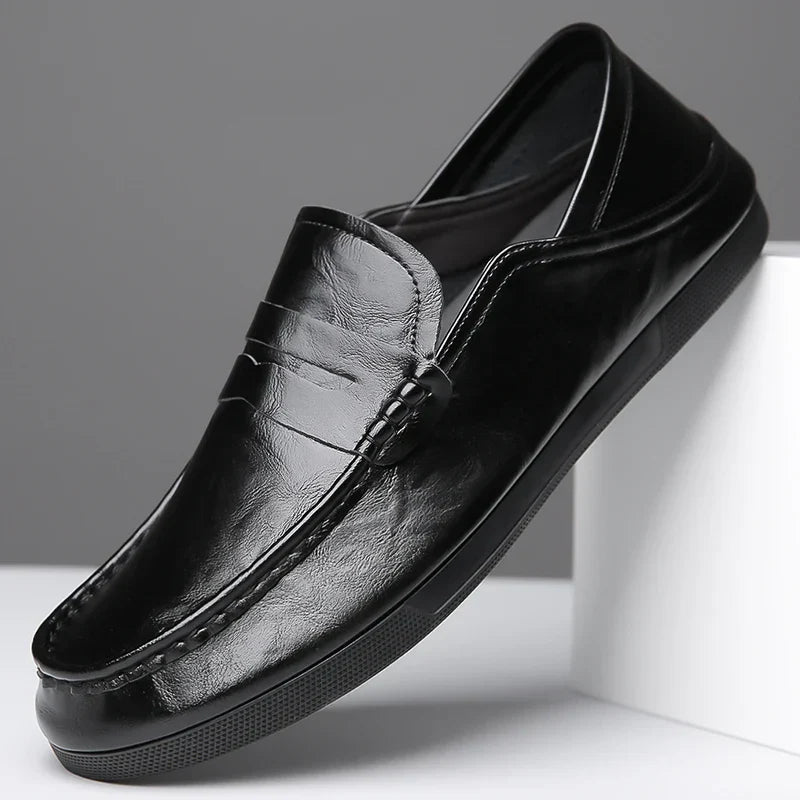 Genuine Leather Men Loafers Comfortable Mens Casual Shoes Luxury Brand Man Formal Dress Shoes Breathable Slip on Boat Shoes