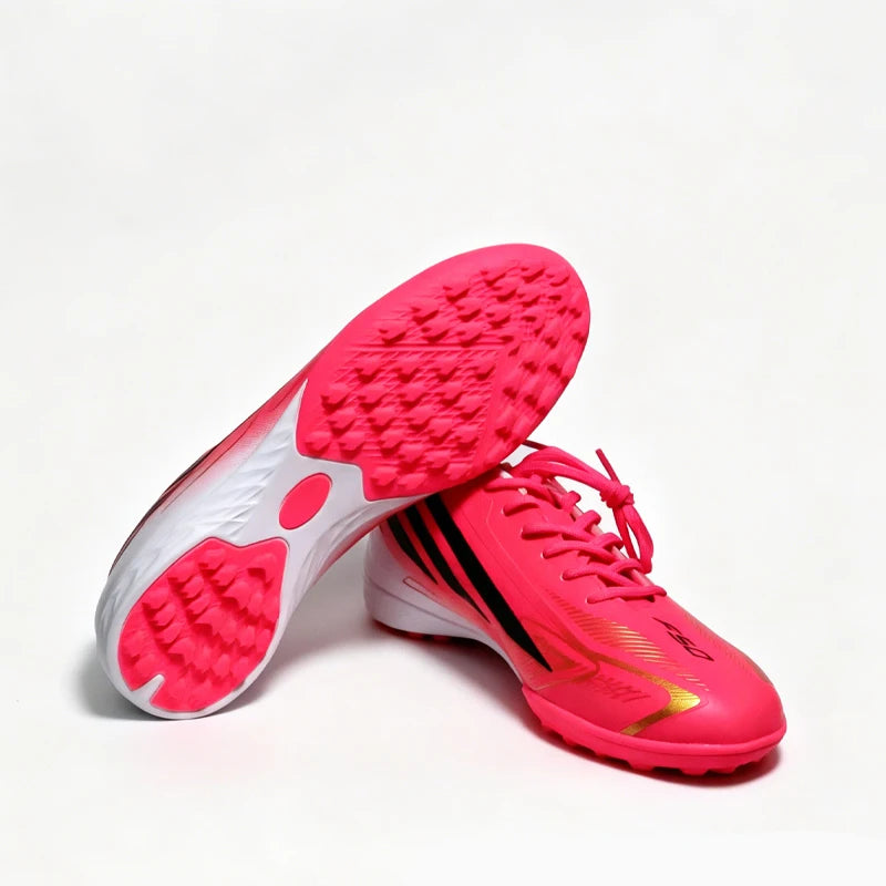 2710 Pink Mens Soccer Shoes TF/FG Training Football Sneakers Match Youth Turf Soccer Cleats Chuteira Campo Boys 34-45