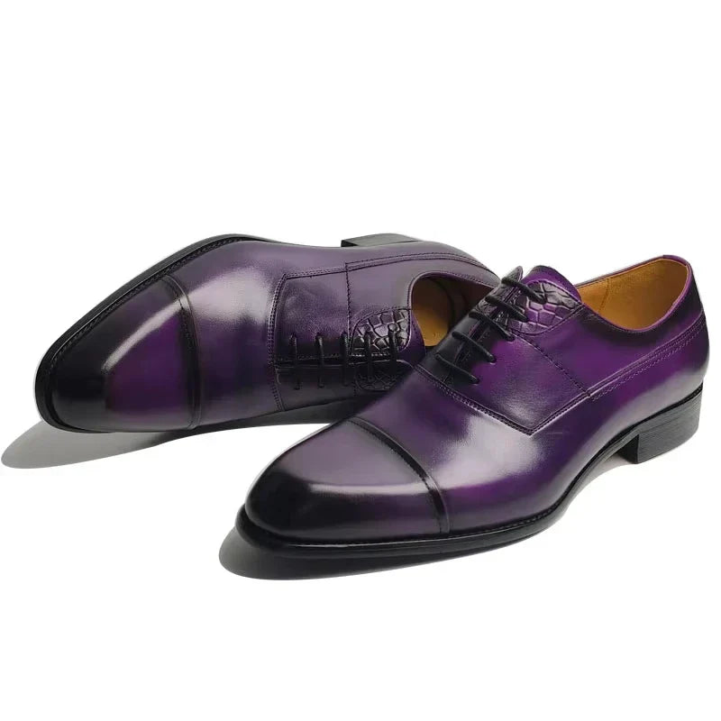 حذاء رجالي جديد أنيق رسمي بنفسجي مريح وأنيق لرجال الأعمال برباط بتصميم مدبب Sapatos Sociais Masculinos