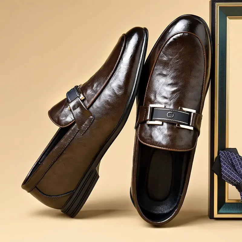 British Style Business Men's Formal Shoes Brown Slip-on Cheap Liquidation Elegant and Classic Leather Casual 39 Social Shoe Male