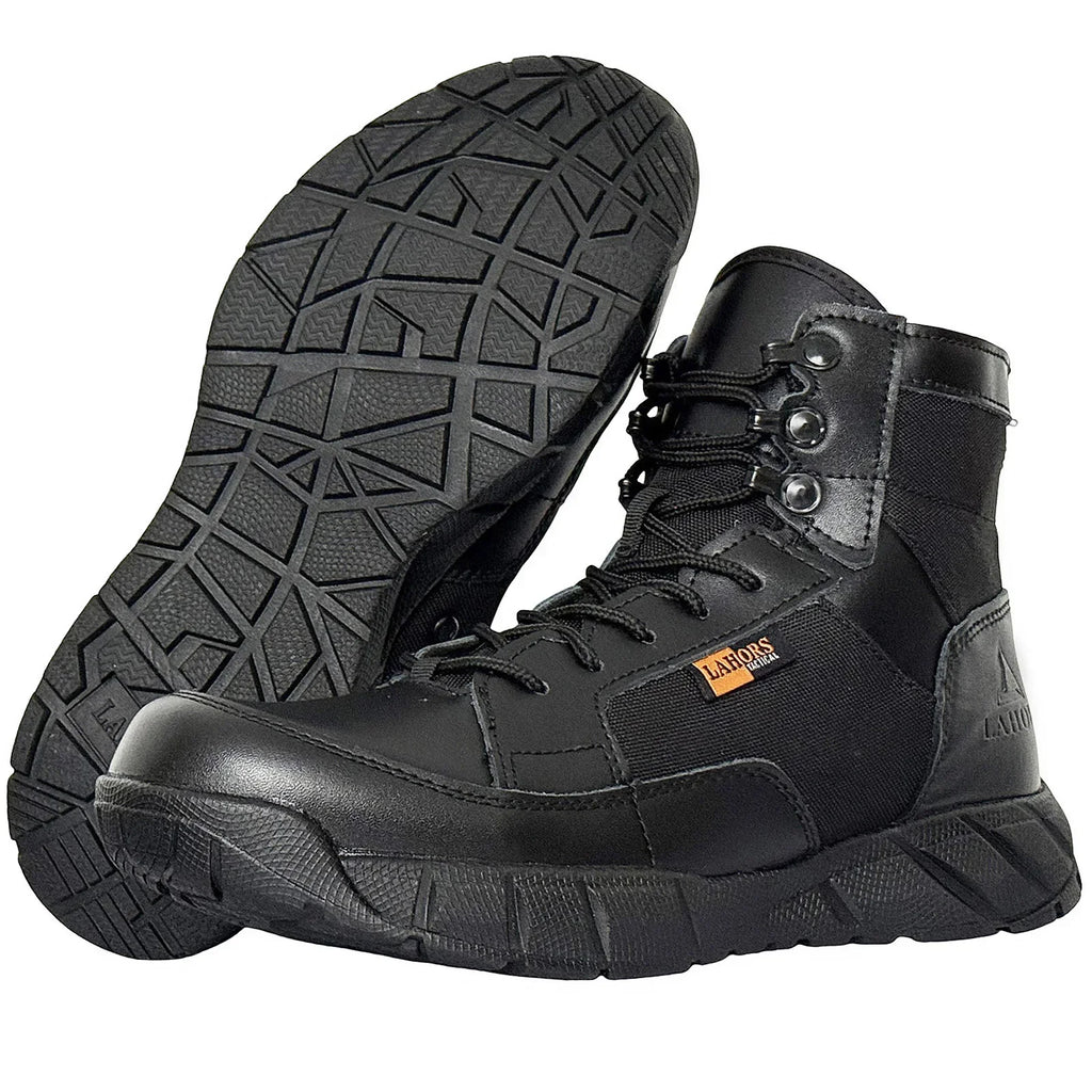 LAHORS® Lightweight 6 INCH Man Tactical Boots With Zip Combat Training Lace Up Waterproof Outdoor Hiking Breathable Ankle Shoes