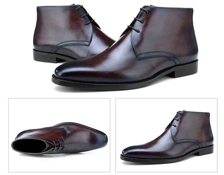 Calf Leather Men's Western Ankle Boots - Comfortable in Stock Chelsea Riding Boots for Men