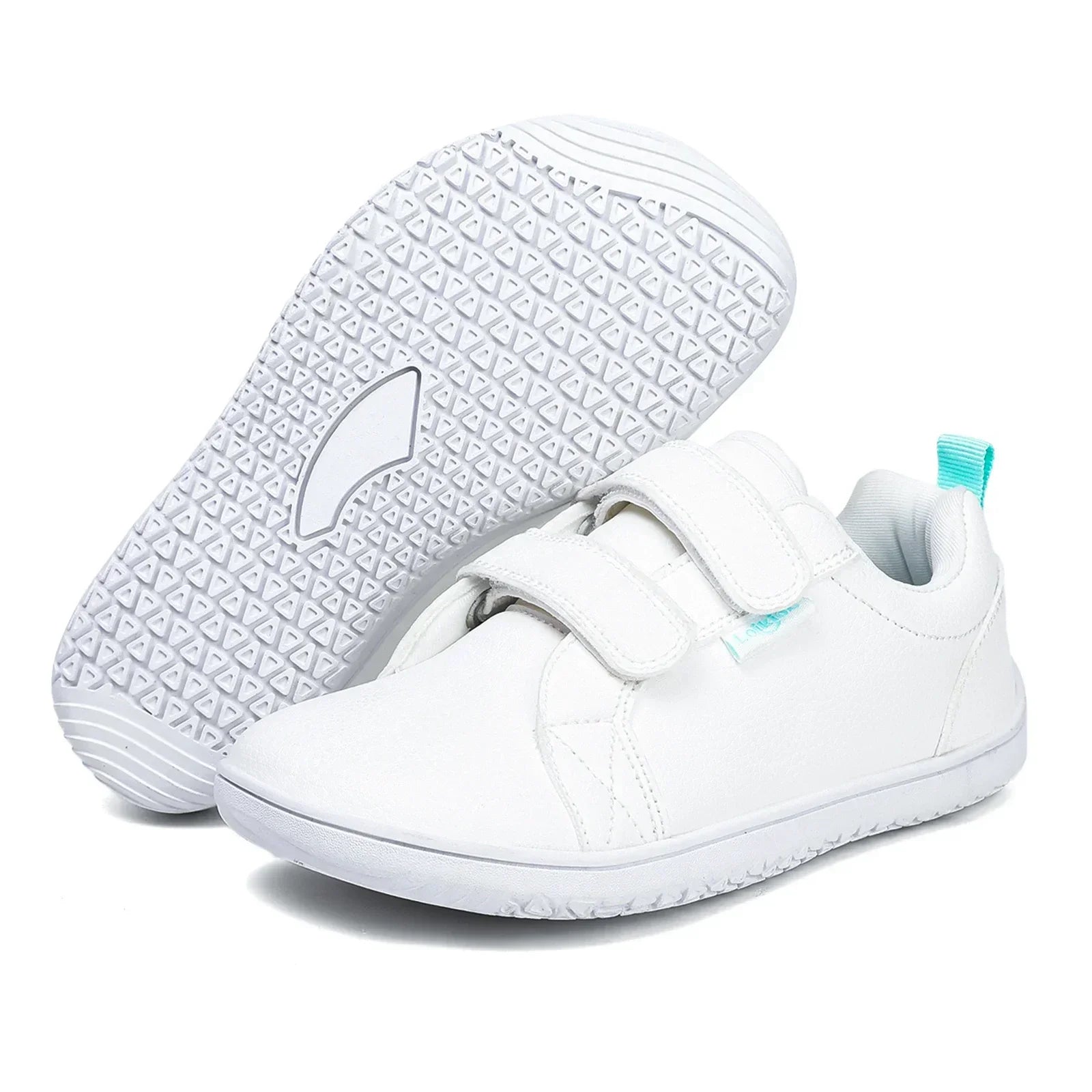 Kids Barefoot Shoes Boys Girls Wide Toe Minimalist Fashion Sneakers Lightweight Hook Loop Artificial Leather Walking Flats
