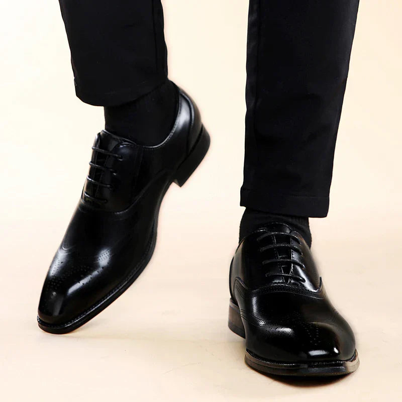 Luxury Brand Men's Glossy Leather Shoes Classic Brogue Shoes Lace Up Men's Office High-quality Business Shoes Big Size：38-48
