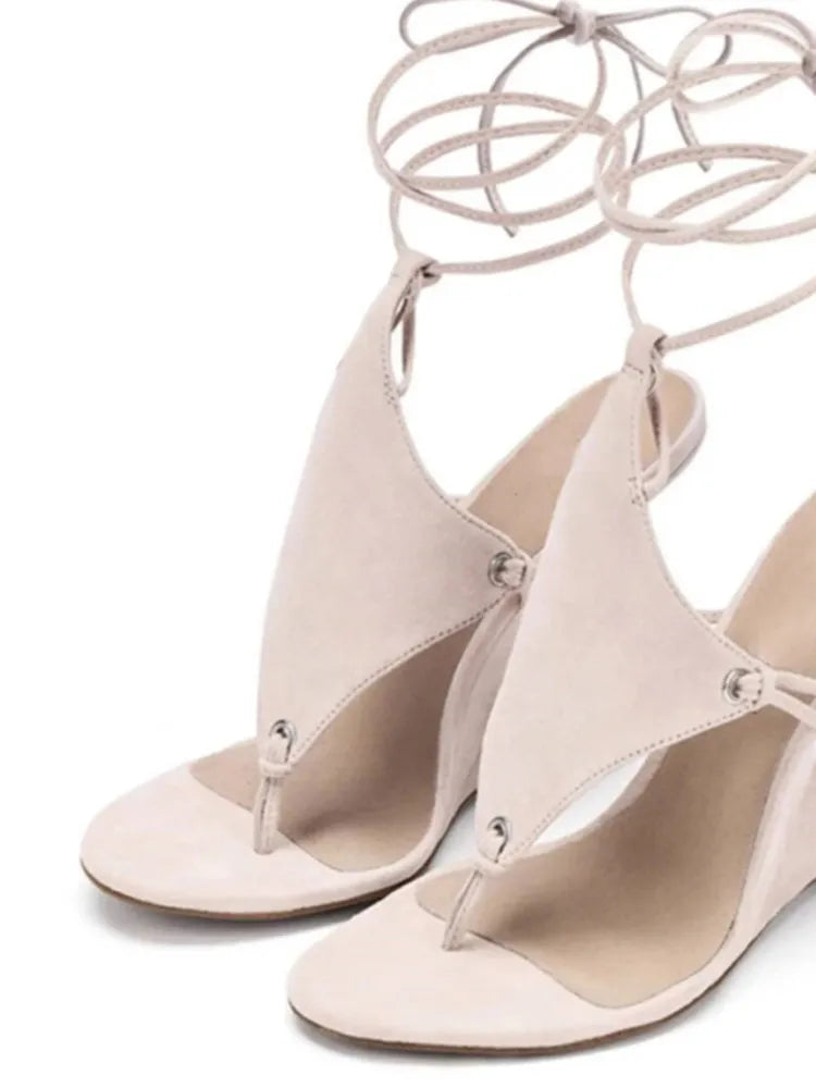 2026 Women's Summer New Coarse High Heels Pinch Toe Fashion Sandals Ankle Strap Sexy Fashion Party Thick Bottom Sandals