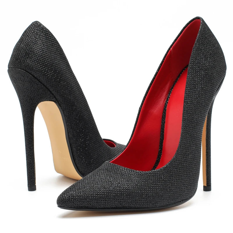 Fashion High Heels Sexy Shoes Women Pumps Large Size 43 44 45 White Stiletto Heel Patent Leather Office Wedding Shoes Hey Si Mey