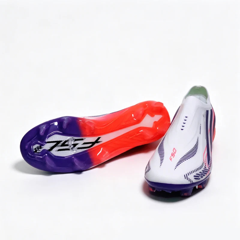 Black NO-LACE Mens Soccer Shoes Outdoor TF/FG Training Football Sneakers Non-slip Youth Turf Soccer Cleats Chuteira Campo