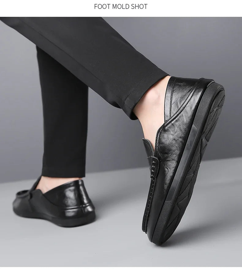 Genuine Leather Men Loafers Comfortable Mens Casual Shoes Luxury Brand Man Formal Dress Shoes Breathable Slip on Boat Shoes
