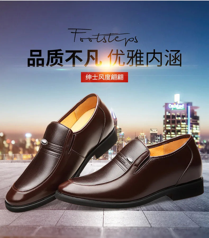 Autumn Increased 6 Cm Men Formal Shoes Hidden Heel Men's Wedding Oxfords Heighten Tall Male Dress Leather Footwear