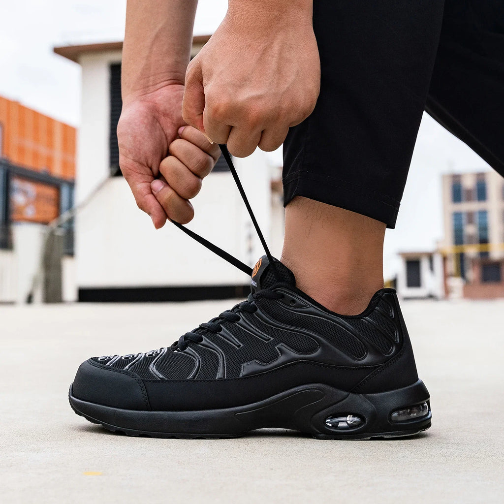 Men's Safety Shoes Air Cushion Steel Toe Work Sneakers Breatherable Anti-smash Anti-puncture Work Shoes