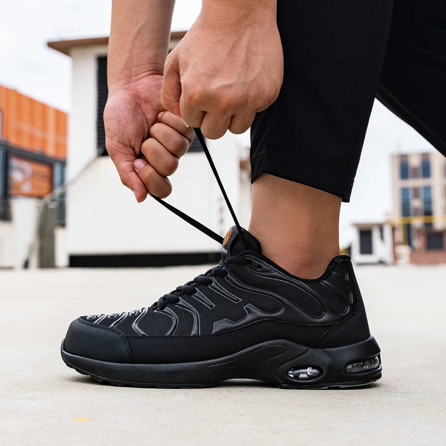 Men's Safety Shoes Air Cushion Steel Toe Work Sneakers Breatherable Anti-smash Anti-puncture Work Shoes