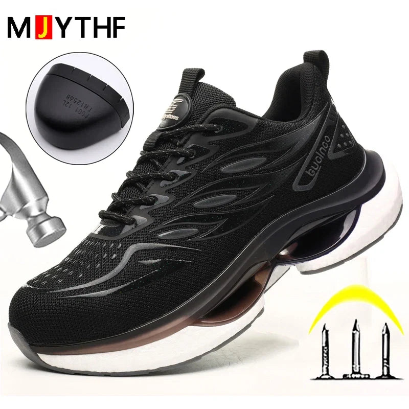 Fashion Security Men Sport Shoes Work Boots Safety Steel Toe Shoes Men Puncture-Proof Safety Shoes Lightweight Protective Shoes