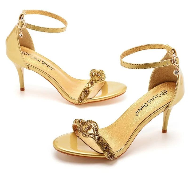 Size 34-45 2024 Rhinestone Sandals for Women Summer Peep Toe Sandals Ladies Fashion Party High Heels Sexy Wedges Wedding Shoes
