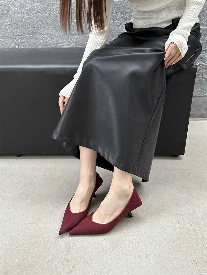 2024 Autumn Pointed Toe Women Sexy Shallow Slip On Pumps Shoes Fashion Thin High Heel Ladies Elegant Dress Shoes Mujer