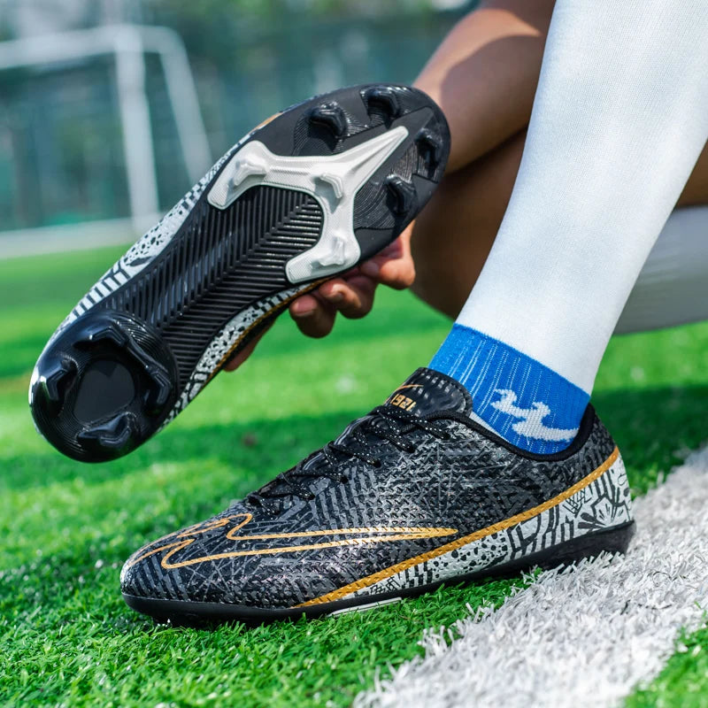 Double star unisex football training shoes, lightweight FG stud football shoes, ultra light racing football boots