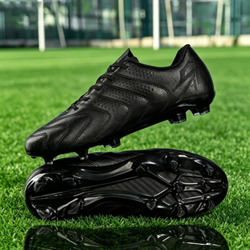 Unisex AG/FG Soccer Shoes, Retro-inspired Design, Premium PU Leather, Durable TPU Outsole with Long Studs, Blends Style and Per