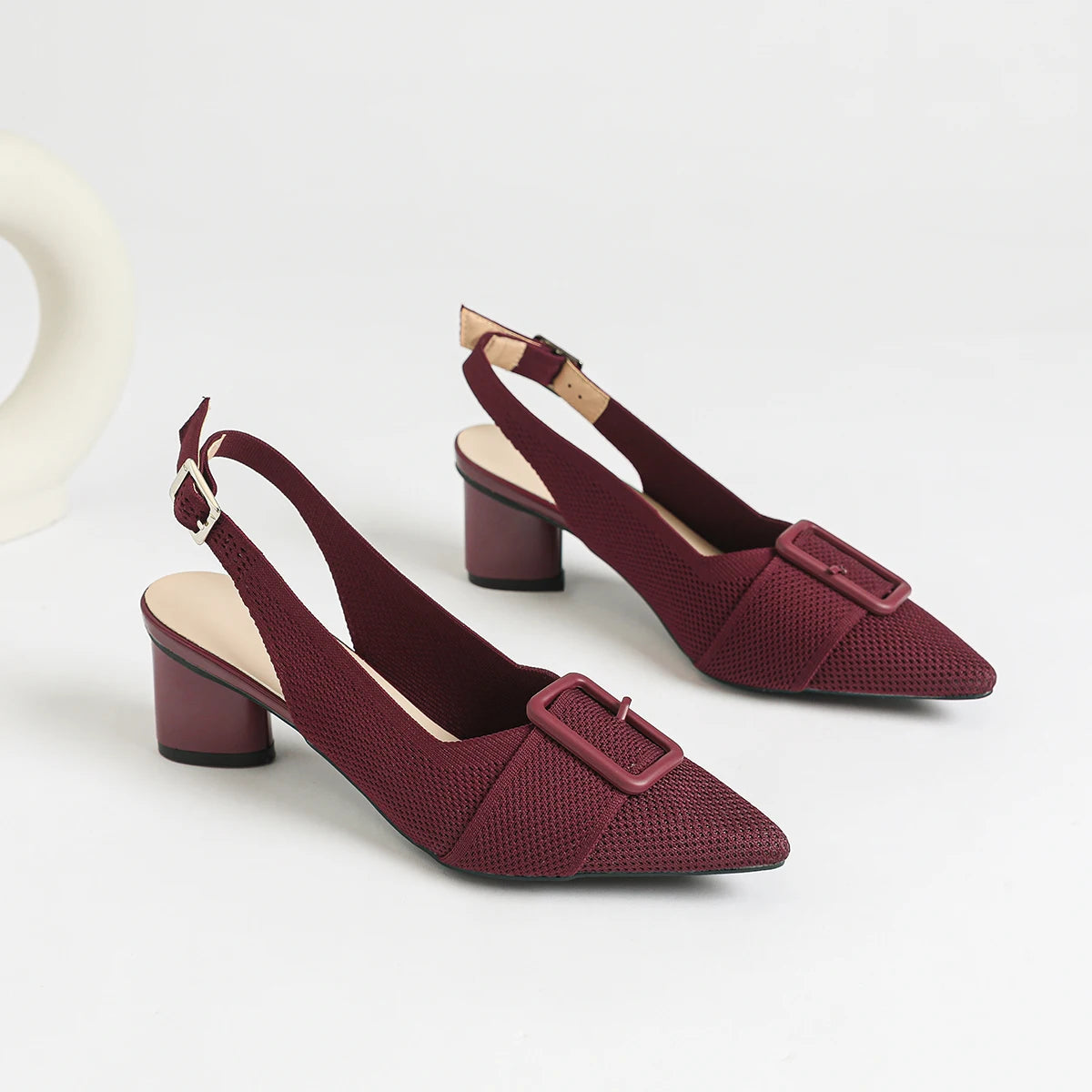 2025 New Women's High Heel Sandals with Pointed Knitted Fashion, Breathable, Non slip, and Colorful Blocks