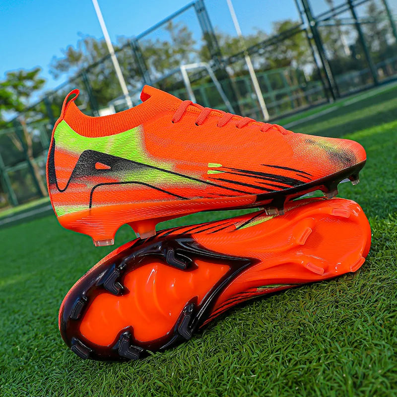 Professional Men's Outdoor FG Bottomed Football Shoes Adult Durable Comfortable Training Shoes Teenagers Lace Up Soccer Shoes