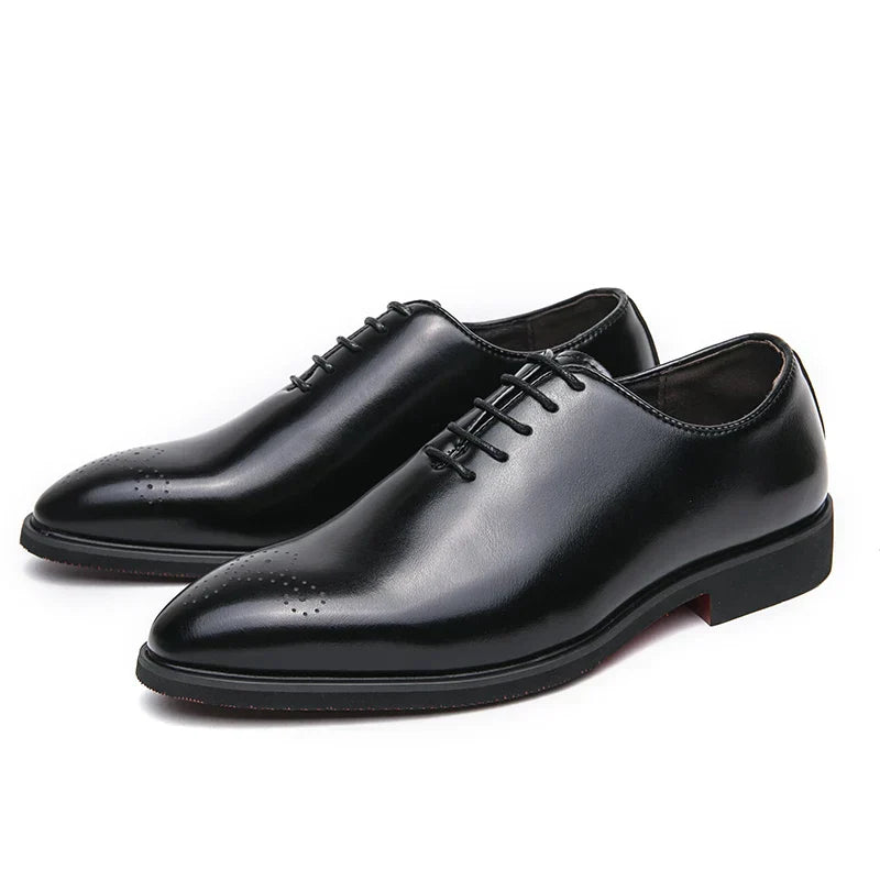 British Style Men's Party Dress Shoes Brown Simple High-end Leather Casual Shoes Pointed Low Cut Men's Loafers Lace Up Style