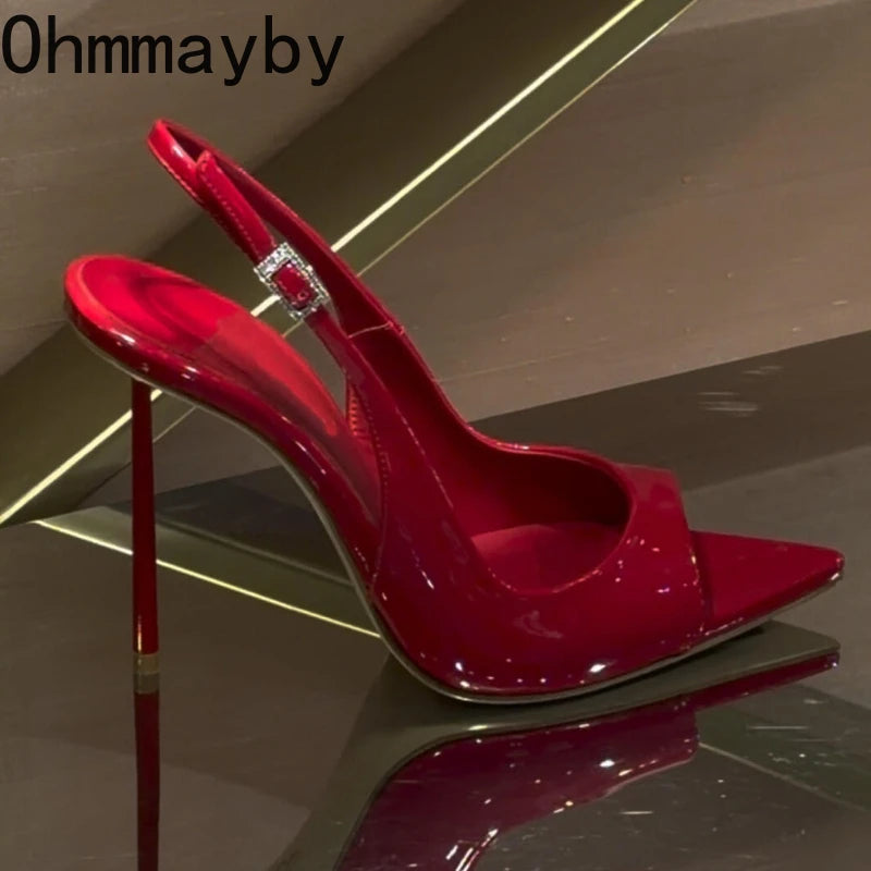 Sexy Thin High Heel Women Sandals Fashion Ankle Strap Singbacks Mules Shoes Summer Elegant Wedding Dress Sandalias Shoes