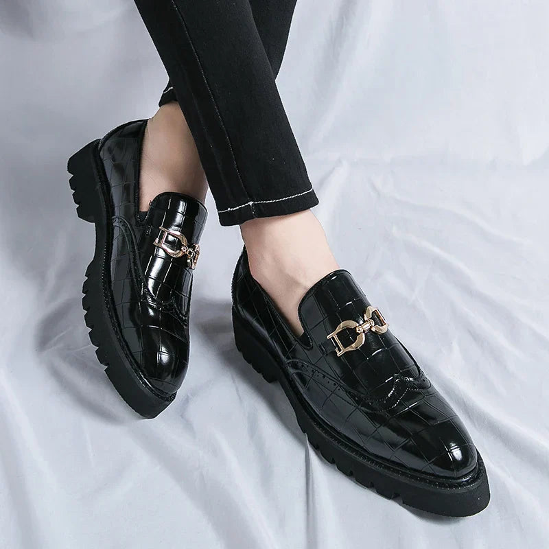 Trendy Brand Green Brogue Shoes Men's Leather Business Shoes Groom's Wedding Men's Loafers British Style Dress Shoes Men