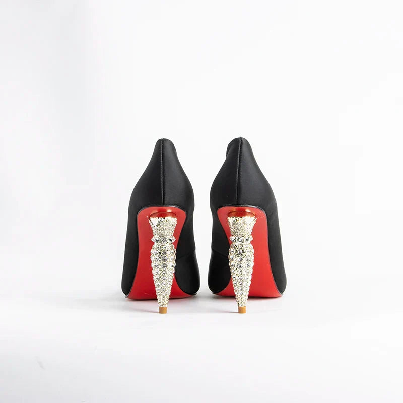 luxury Red Bottom Black Pointed toe Heels for Women Shoes 2024 Elegant and Classy Designer Slingback Heels High Quality big Size