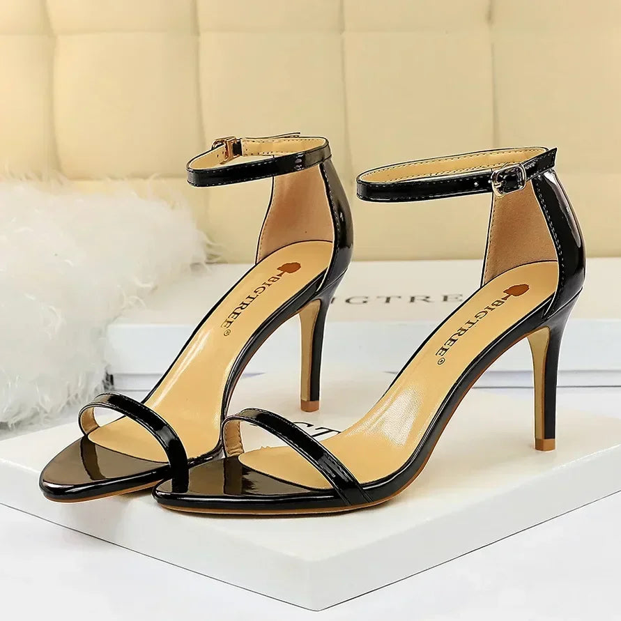 Women Gladiator Stiletto Classic Ankle Strap Holiday Beach Sandals Lady Fashion Suede 8cm 11cm High Heels Sexy Red Brown Sandles