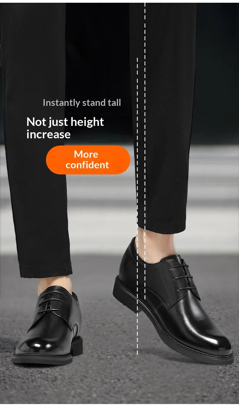 Men Business Elevator Shoes Real Cowhide Invisible Height Increasing Shoes with 3/6/8CM Height Boost Breathable Comfortable