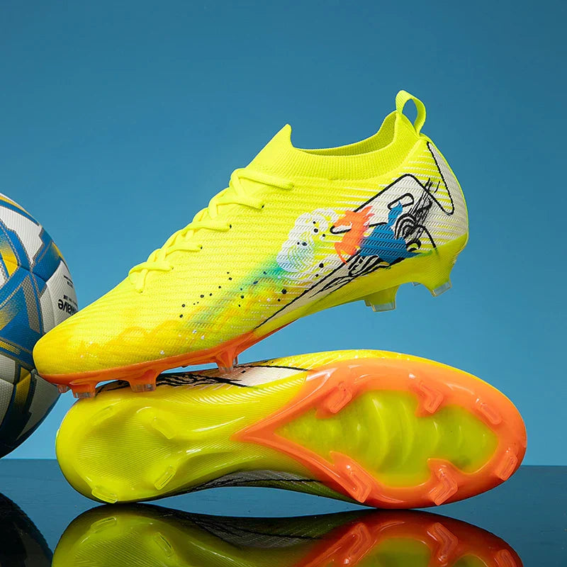 New Men Football Boots Cleats Training Shoes Soccer Shoes Non-Slip Match Ultralight Soccer FG Long Spikes Outdoor Drop Shipping