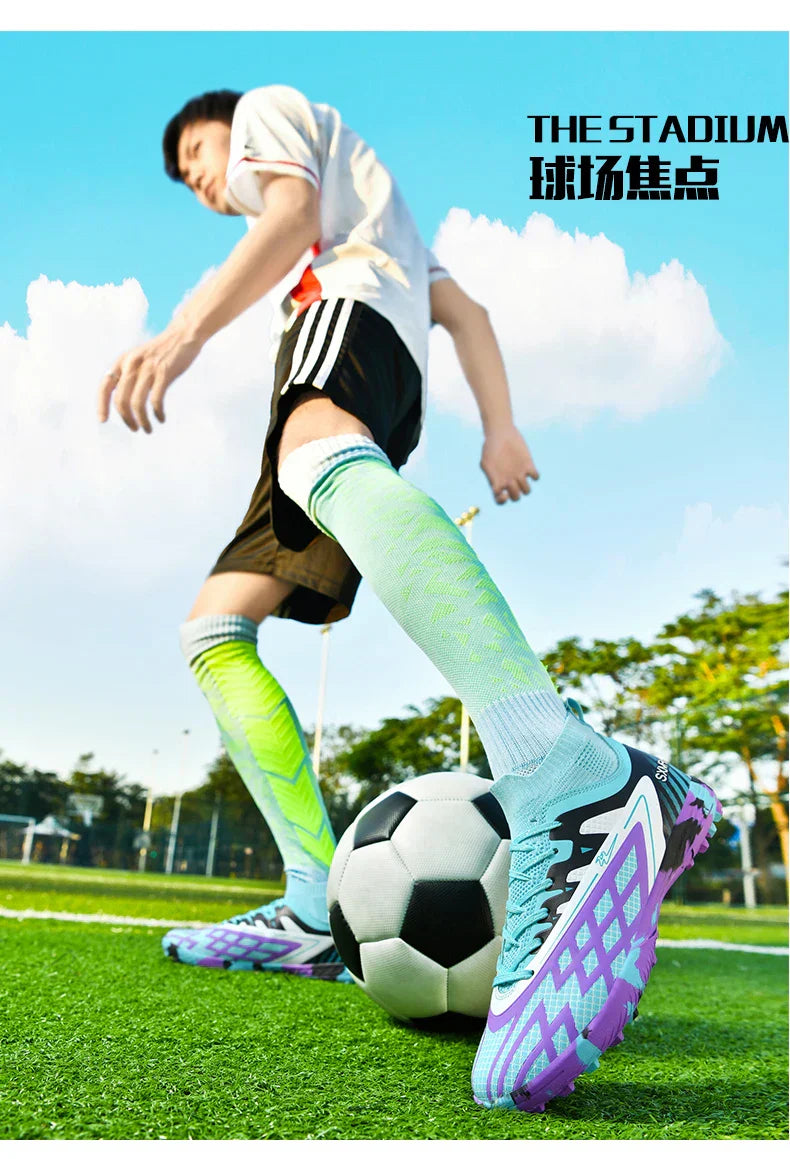 Double star youth football shoes, TF nail grip anti slip, unisex match training specific football shoes