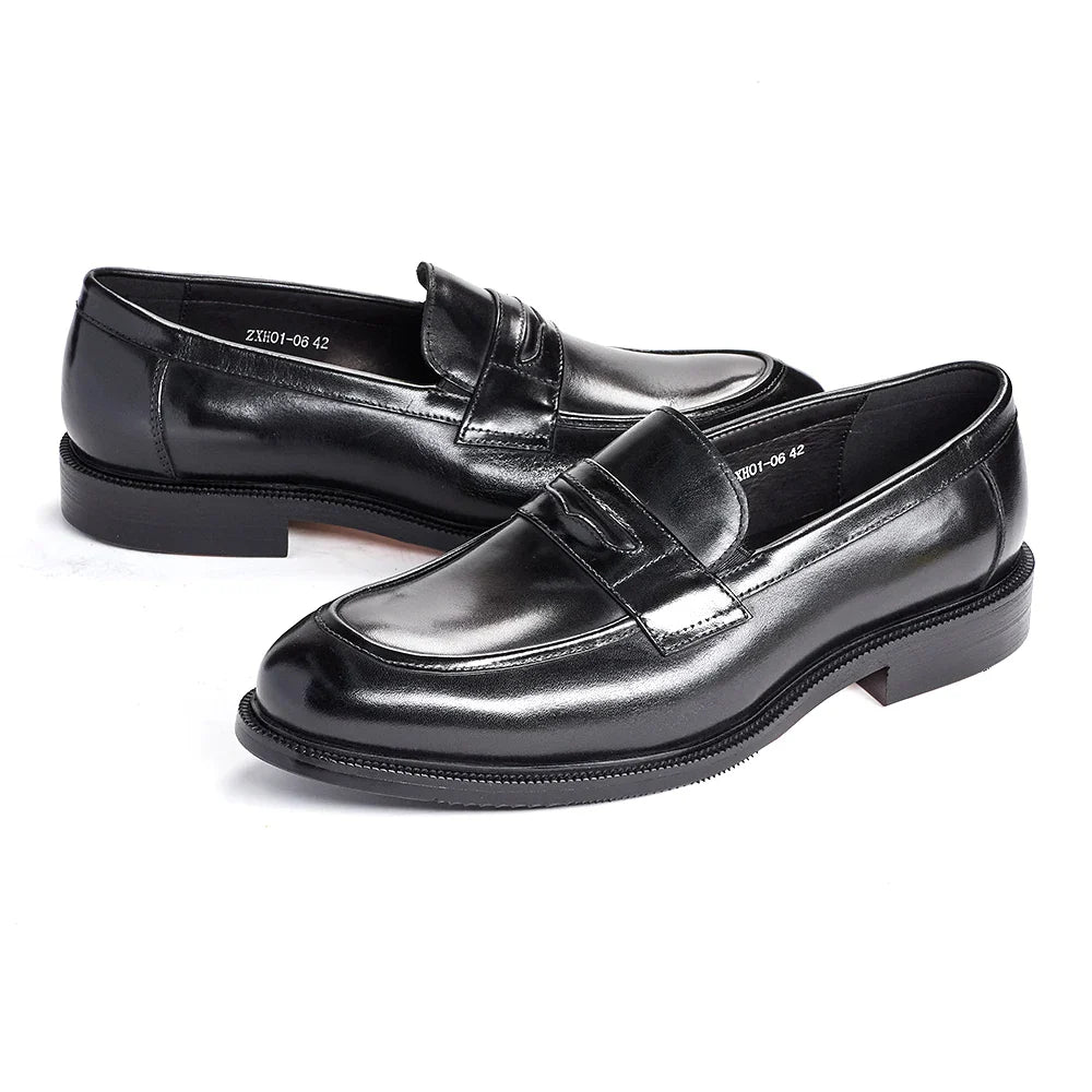 Men's Formal Leather Shoes British Style Oxford Loafers Round Toe Breathable Non-Slip Business Dress Wedding Office Casual Shoes