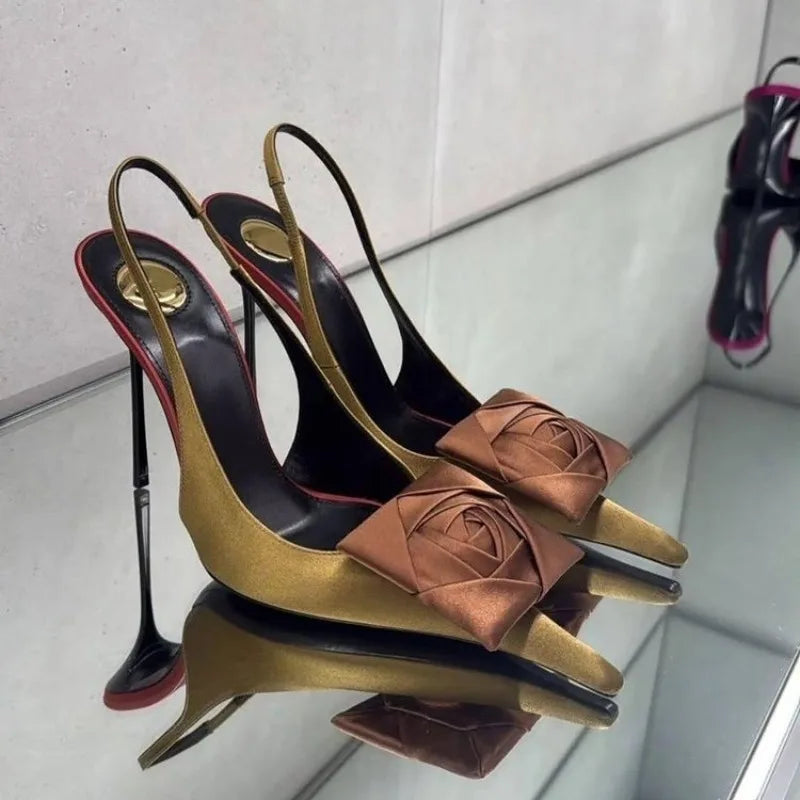 2026 Spring and Summer New Pointed Flower Stiletto Sandals Women's Back Trip Sexy Fashion Trend High Heels
