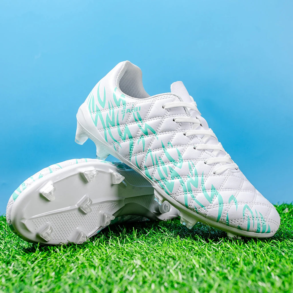 Unisex Adult AG FG Soccer Shoes PU Fabric Breathable Upper TPU Long Stud Anti-slip Wear Resistant Natural Grass Match Sneakers