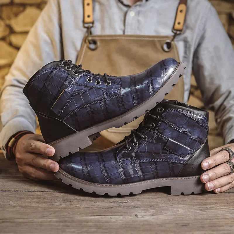 Luxury Men's Boots Italy Handmade Men's Ankle Boots Designer Retro Leahter Shoes for Men Non-Slip Work Boots botas para hombre