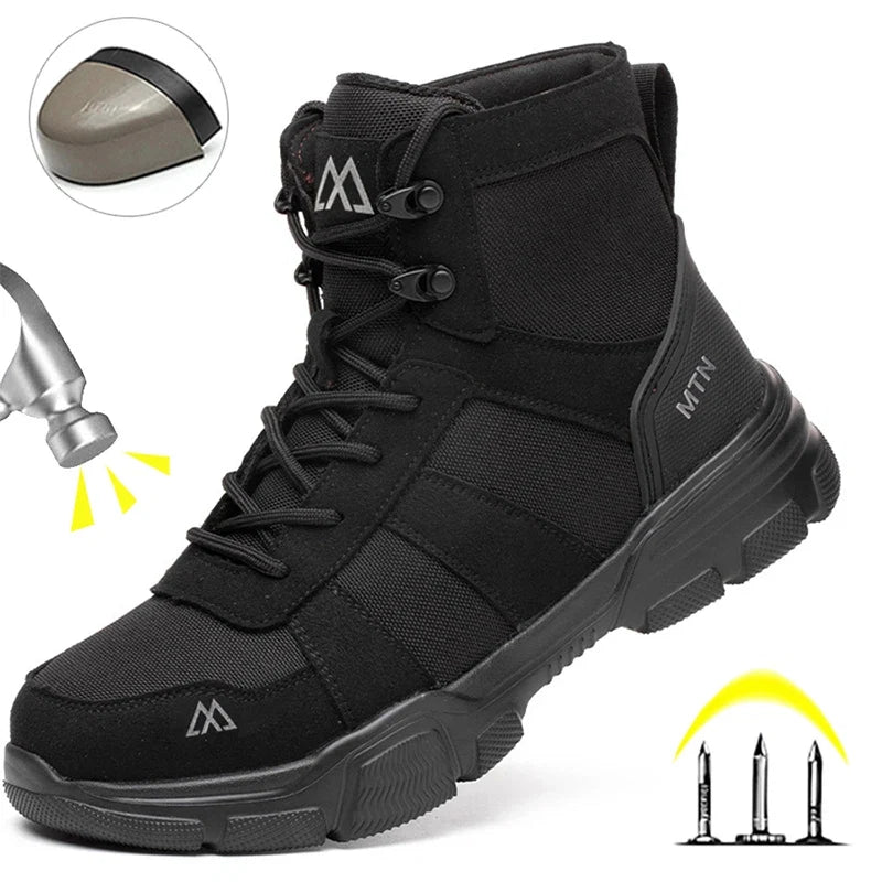 Steel Toe Work Boots Indestructible Safety Shoes Men Women Non Slip Work Shoes Male Tactical Boots Lightweight Protective Shoes