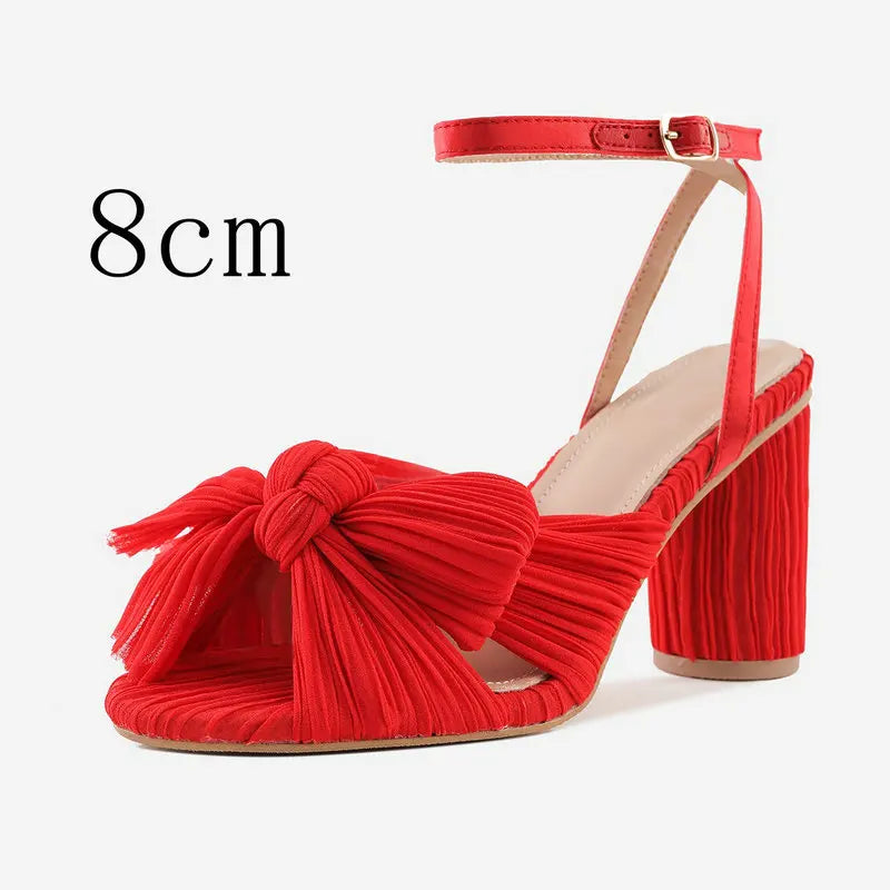 2026 Fashion Women Sandals with Thick Bow Fairy Silk Sandals Retro Fairy Shoes Lady Zapatos Super-high Heel