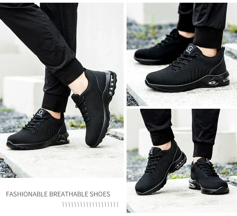 Air Cushion Work Safety Shoes For Men Women Breathable Work Sneakers Steel Toe Shoes Anti-puncture Safety Protective Shoe