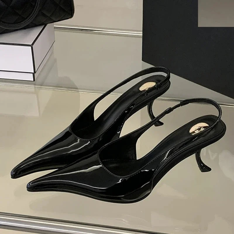 Aneikeh Fashion Sexy Designer Patent Leather Pointed Toe High Heels Pumps Women Shallow Elegant Banquet Wedding Party Shoes