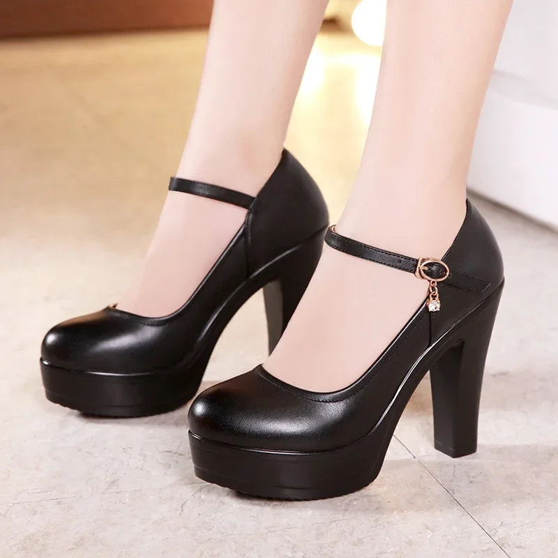 8 10 12cm Small Size 32-43 Shallow Thick Bottom Platform Pumps Women 2026 Block High Heels Shoes for Office Model Wedding Dress