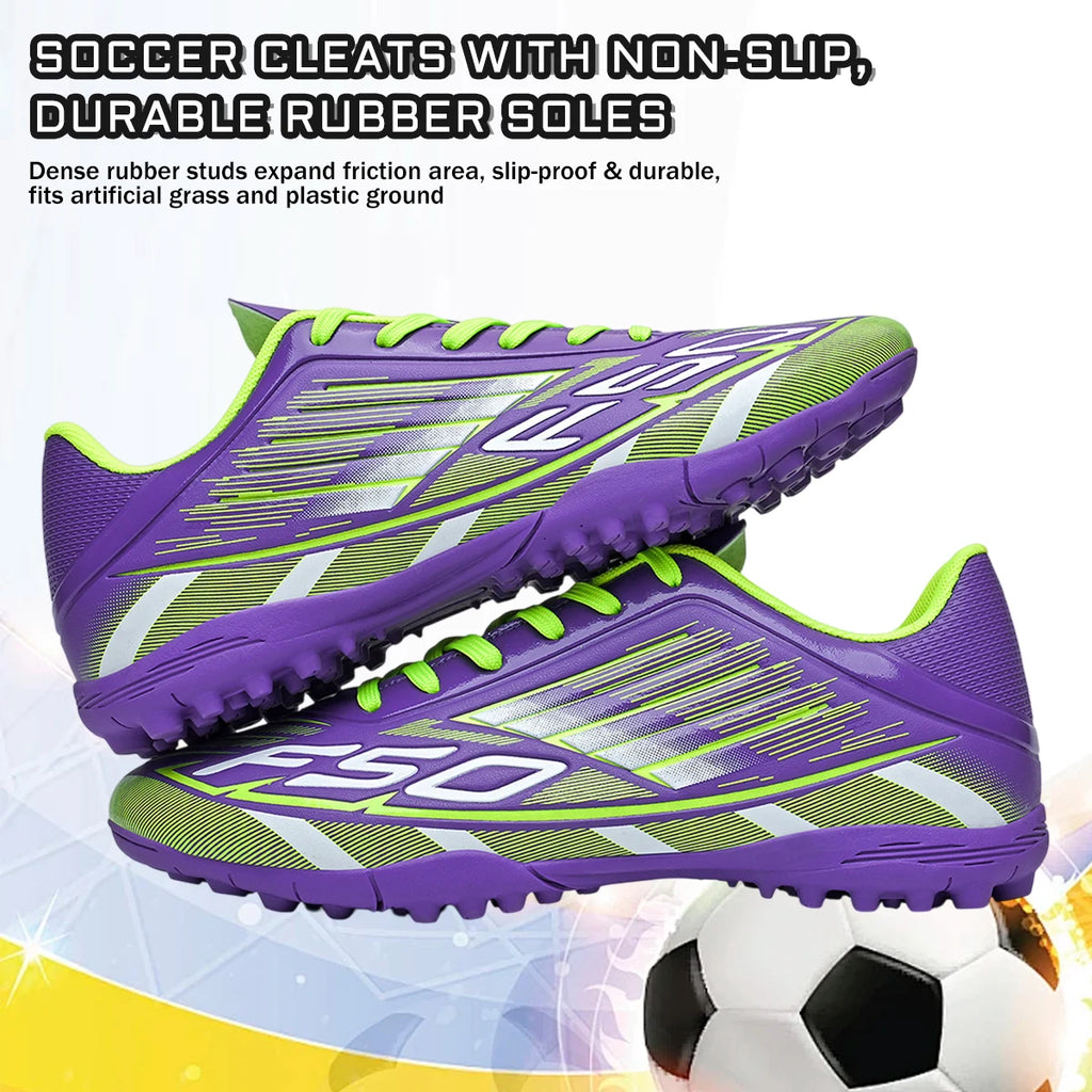 Low Top Men TF Turf Soccer Cleats, Ultra Light Breathable Comfort Shoes for Outdoor Football Match