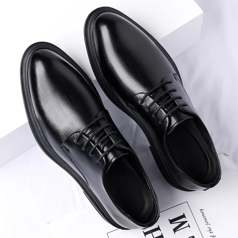 Men's Formal Leather Shoes Lace Up Breathable Non-slip Rubber Sole Lightweight Comfortable Dress Shoes Office & Special Occasion