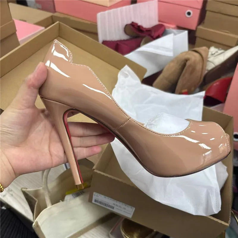 Women Spring Peep Toe High Heels Shoes for Woman's Shallow Pointed Toe Solid Color Platform Pumps Sexy Ladies Party Wedding Shoe