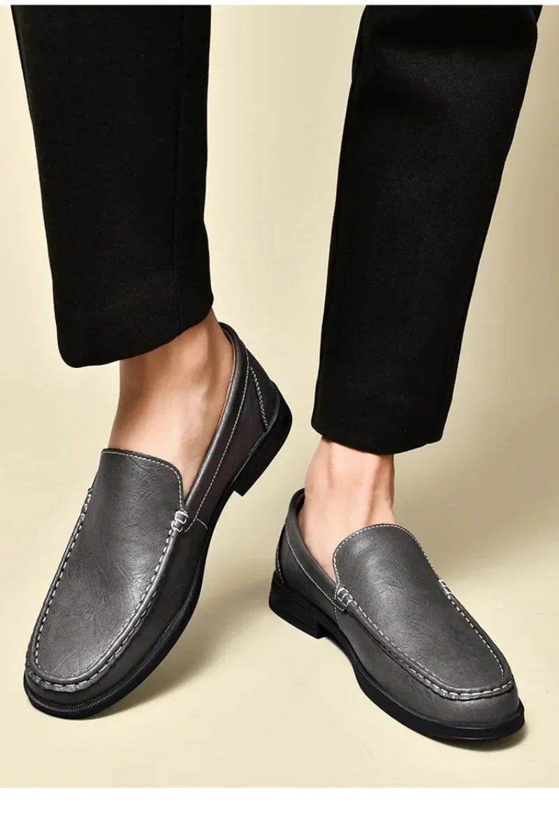 Genuine Leather Men's Shoes Classics Business Dress Shoes Moccasins Slip on Loafers Driving Shoes for Men Casual Shoe Big SIze48