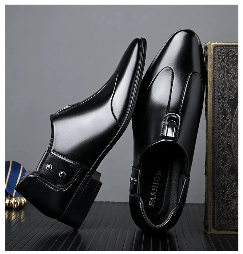 Patent Leather Casual Business Shoes for Men Solid Color Fashion Leather Shoes Male Spring Autumn New Designer Brogue Shoe Man