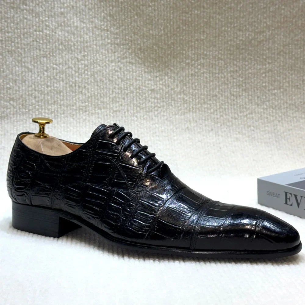 Men's Genuine Leather Oxford Dress Shoes Classic Wingtip Lace-Up Formal Shoes for Wedding Party Business Office