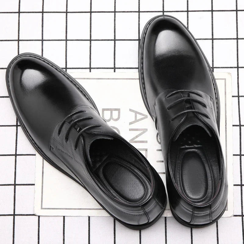Men Business Elevator Shoes Real Cowhide Invisible Height Increasing Shoes with 3/6/8CM Height Boost Breathable Comfortable