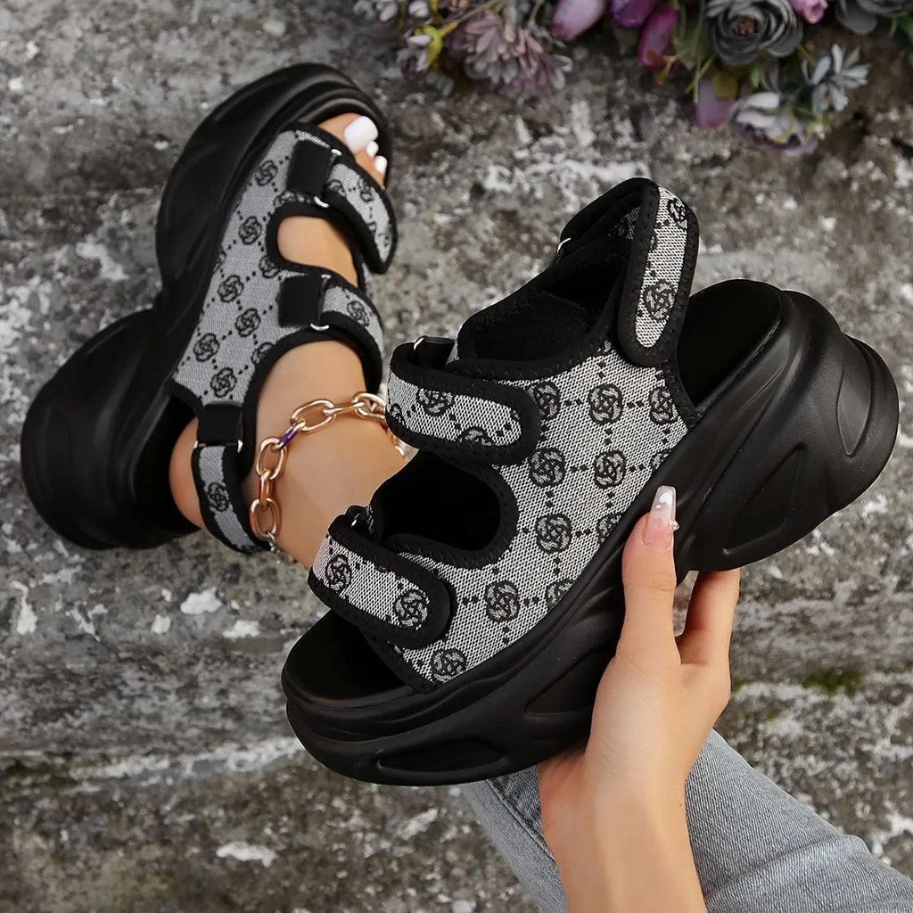 Women Wedge Sandals 2024 New Summer Fashion Thick Slippers Soled Casual Increased Wear Lightweight Beach Sandals Shoes for Women